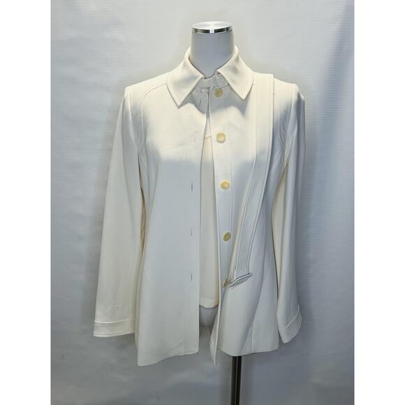 Linda Allard Ellen Tracy Blazer Womens 2 Silk Blend Belted Jacket Set XS Top - Picture 1 of 16
